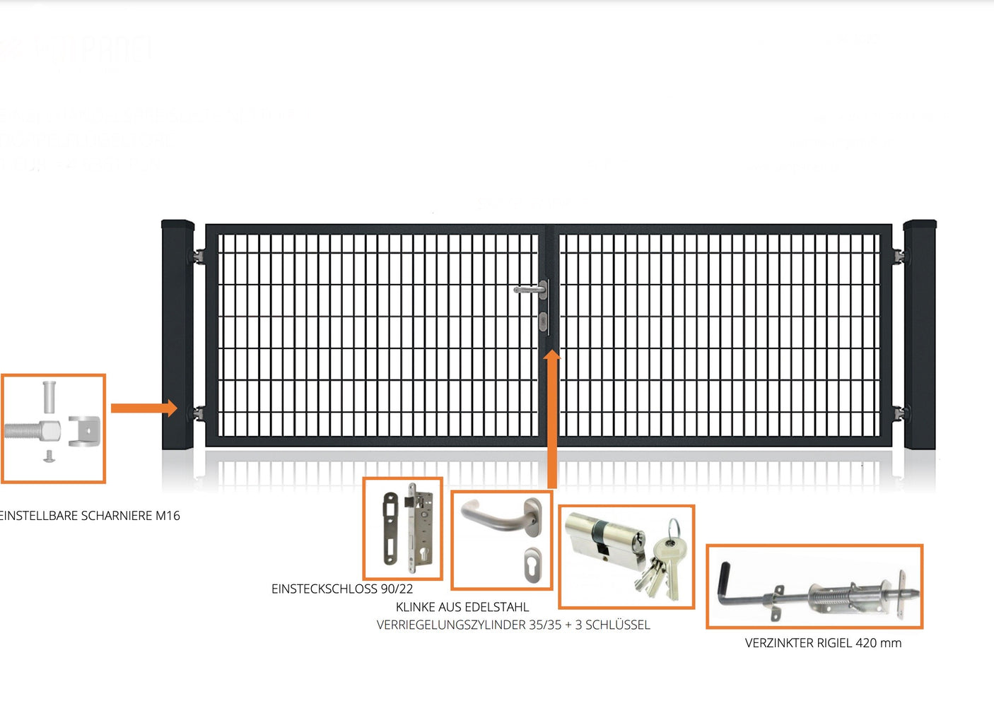 Doppelflügeltor Premium Breite 3000mm / 1200mm -1800mm