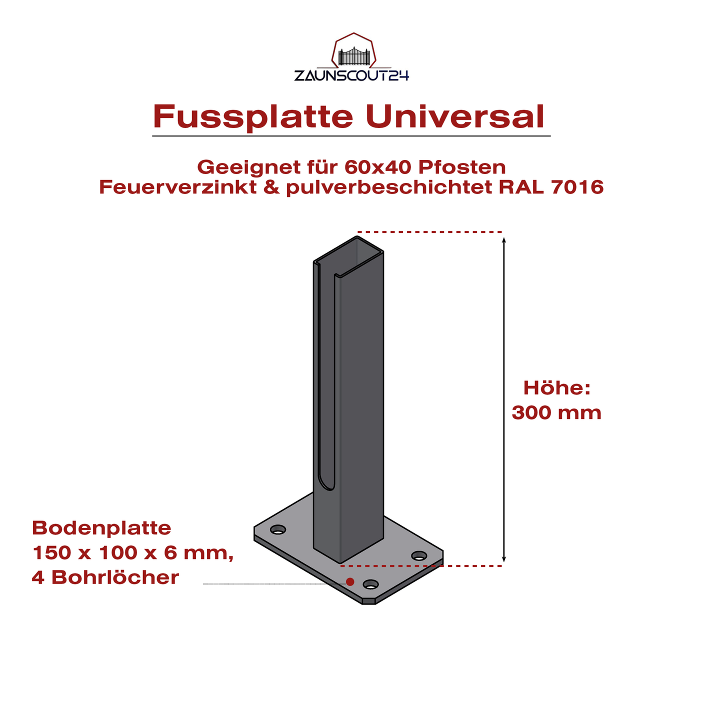 Fußplatte universal RAL7016 anthrazit