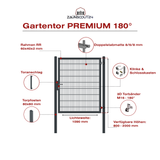 Gartentor 1-flügelig Premium 180° / Lichteweite 1090mm