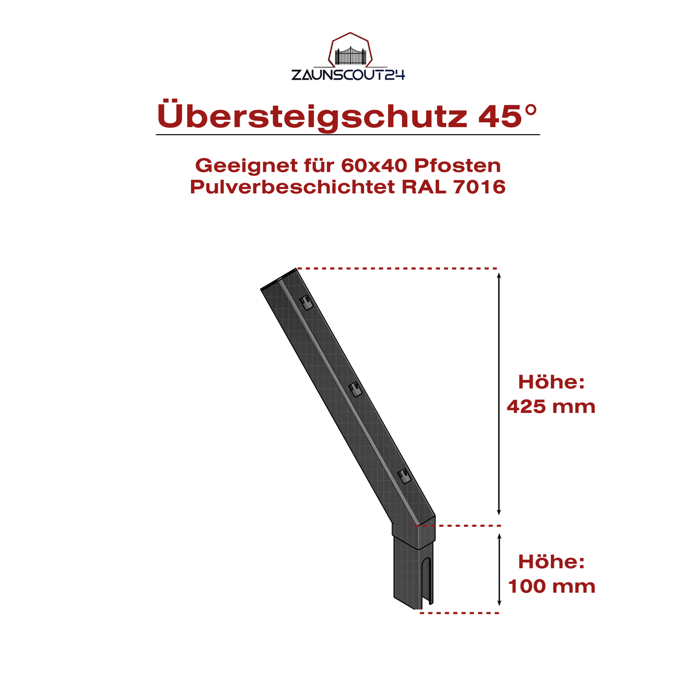 Übersteigschutz 45° RAL7016 anthrazit